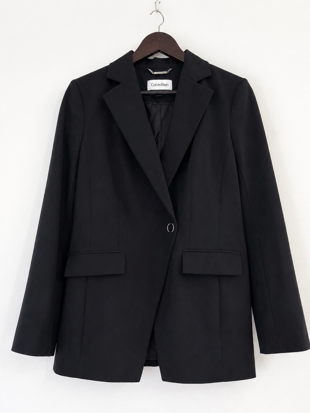 NWT Calvin Klein Black One Button Blazer Career Office Jacket Size 4